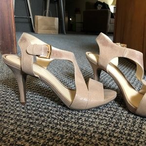 Kelly & Katie Nude Snakeskin Shoes